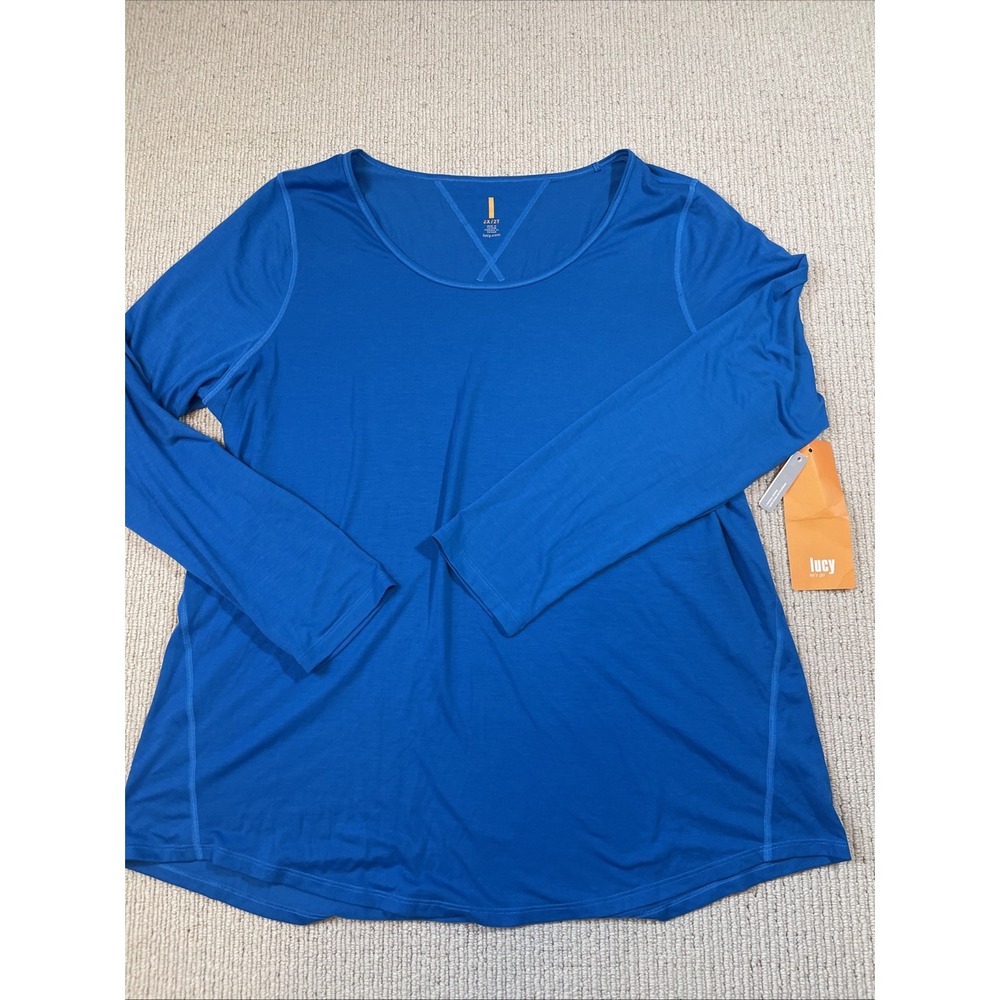 Lucy Women's 2X Long Sleeve Workout Tee Imperial Blue